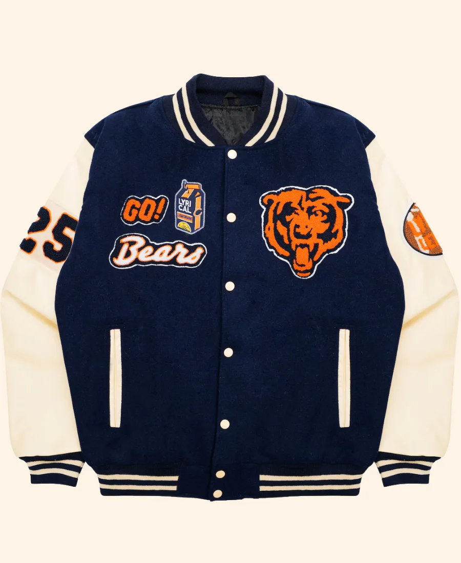 Lyrical Lemonade X Chicago Bears Varsity Jacket Front Image