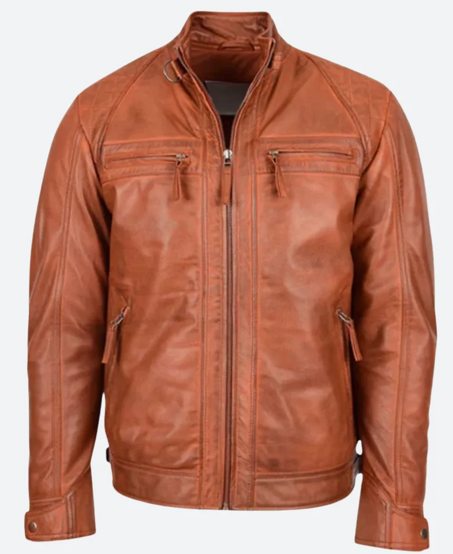 Cafe Racer Biker Leather Jacket