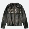 Diesel Distressed Leather Jacket Front Image