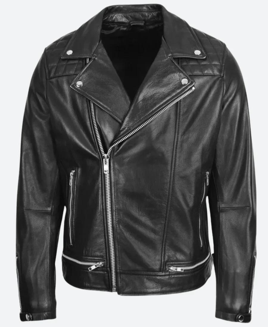 Real Leather Men's BRANDO Motorcycle Jacket - Cherry Cowhide - S To 3XL - UK Made