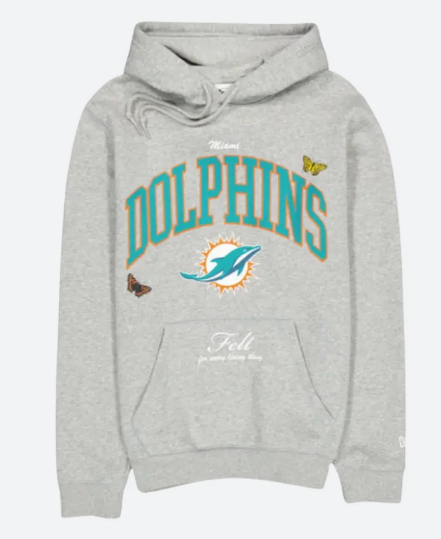 Miami Dolphins Felt Grey Hoodie