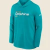 Miami Dolphins Sideline Performance Long Sleeve Hoodie Front Image