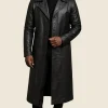Military Leather Trench Coat Front Image