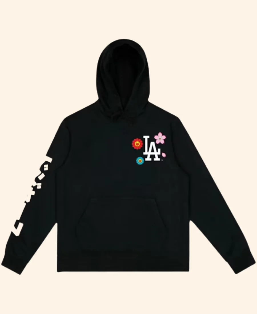 Murakami x Los Angeles Dodgers 2025 World Series Champions Hoodie Black Front Image