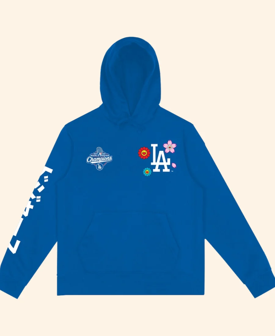 Murakami x Los Angeles Dodgers 2025 World Series Champions Hoodie Blue Front Image