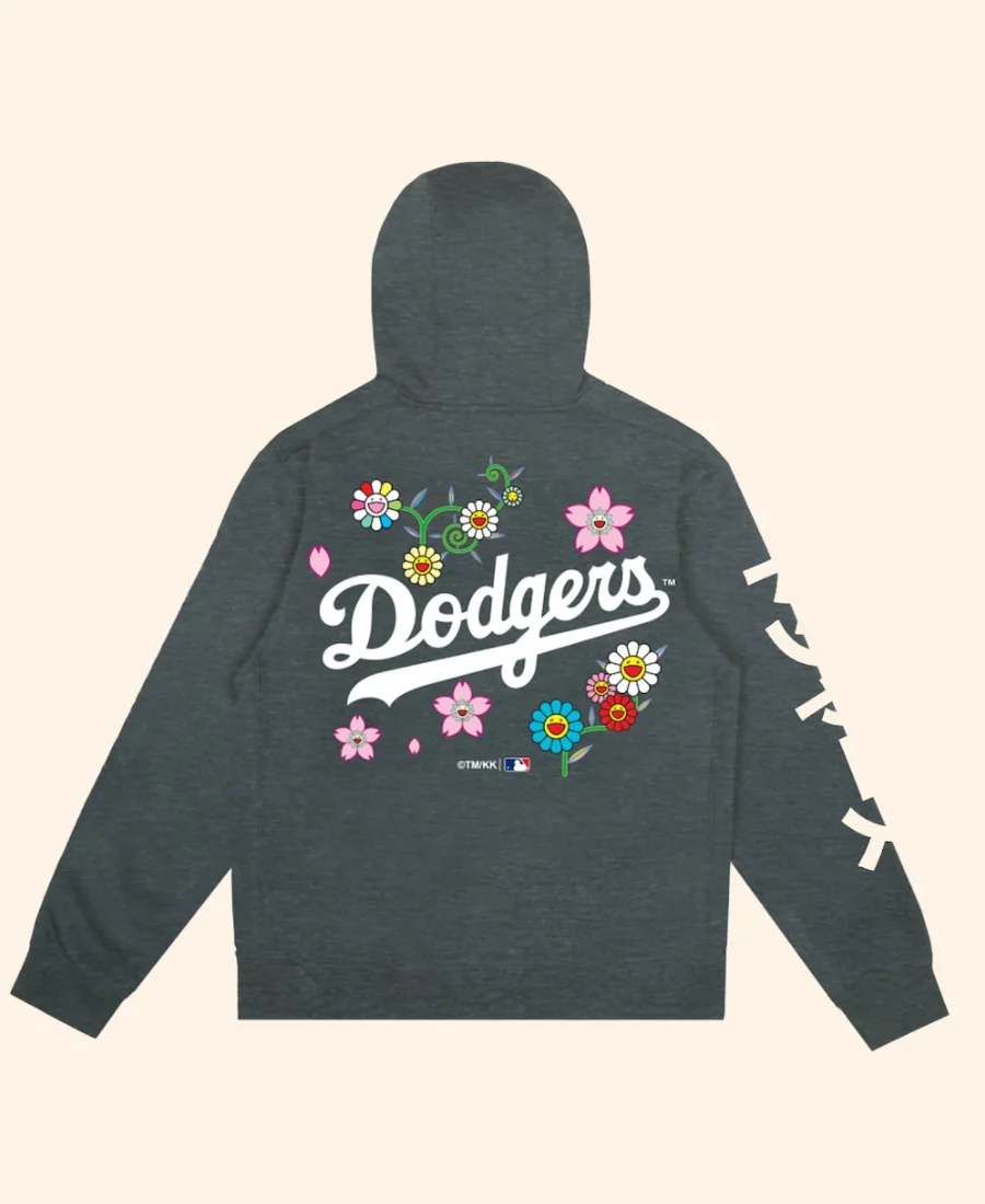 Murakami x Los Angeles Dodgers 2025 World Series Champions Hoodie Grey Back Image