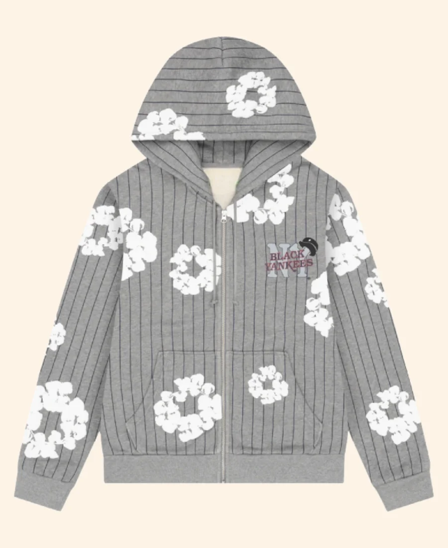 NY Black Yankees X Denim Tears Hoodie Grey Front Image