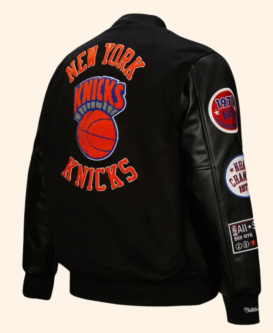 NY Knicks Letterman Varsity Jacket back Image