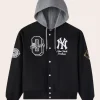 NY Yankees Insulated Twill Hooded Jacket Front Image