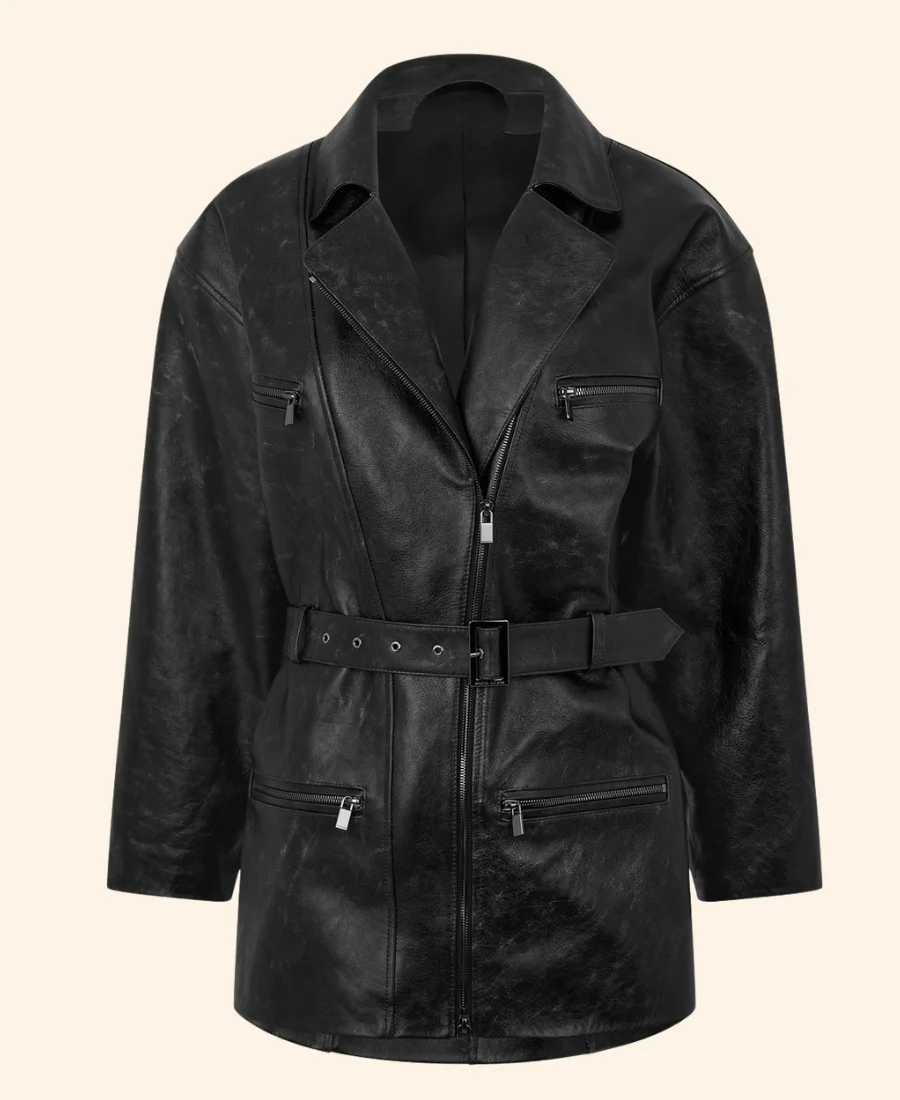 NYC 2025 Barbara Palvin Leather Jacket Front Image