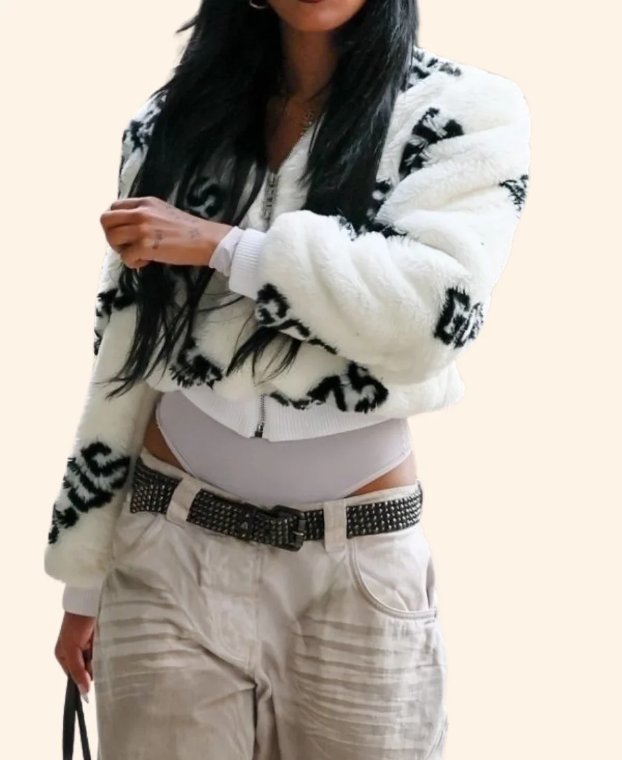 NYC 2025 Katseye's Lara Raj Fur Jacket Closure Image