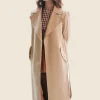 NYC Selena Gomez Leather Trench Coat Front Image