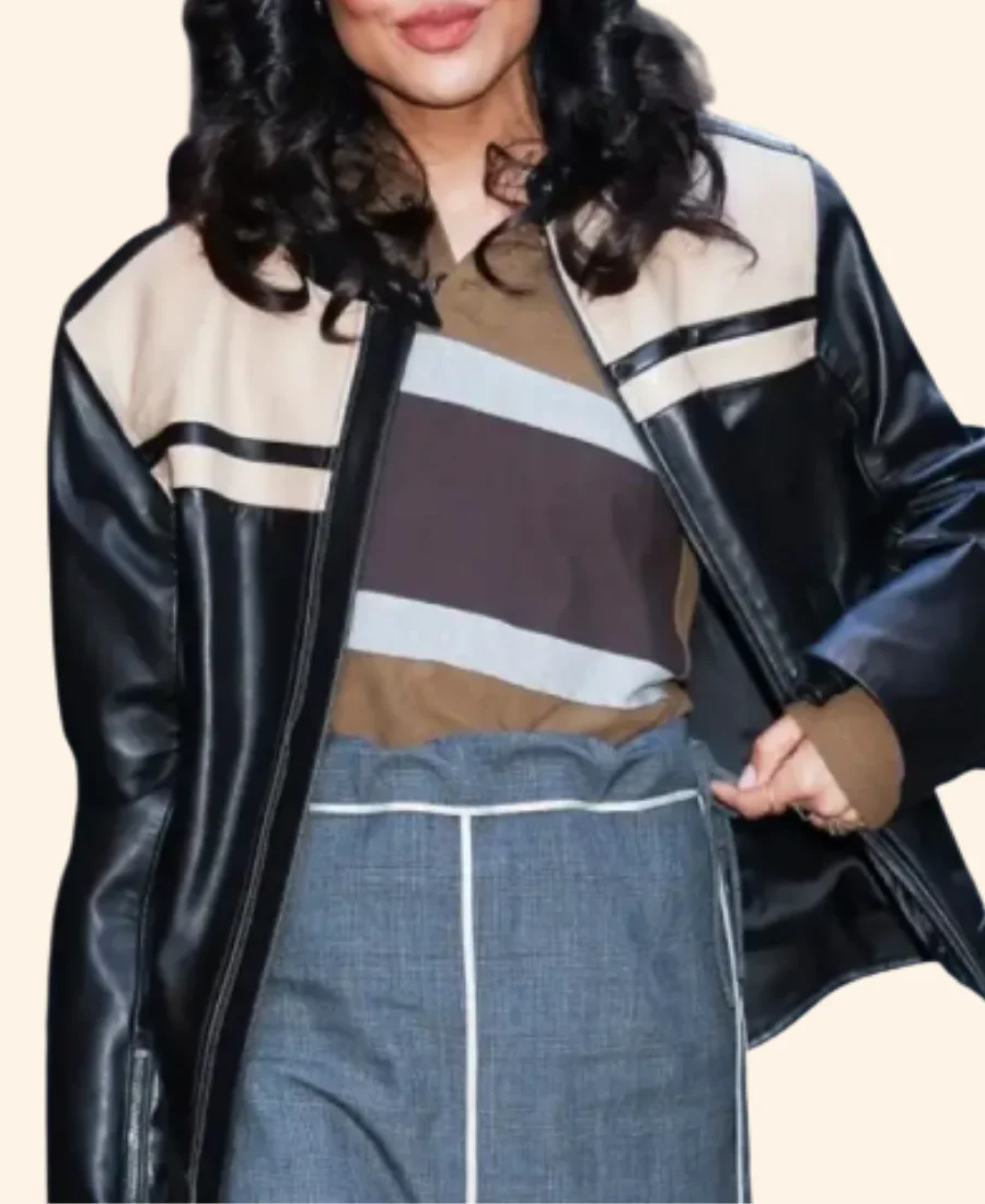 NYC Tessa Thompson Leather Jacket Front Image