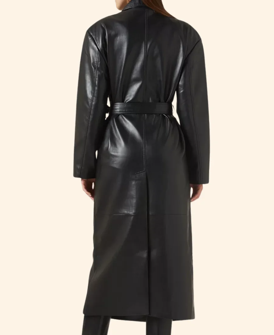 Naomi Watts NYC 2025 Black Leather Trench Coat Back Image