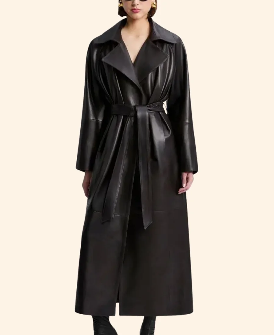 Naomi Watts NYC 2025 Black Leather Trench Coat