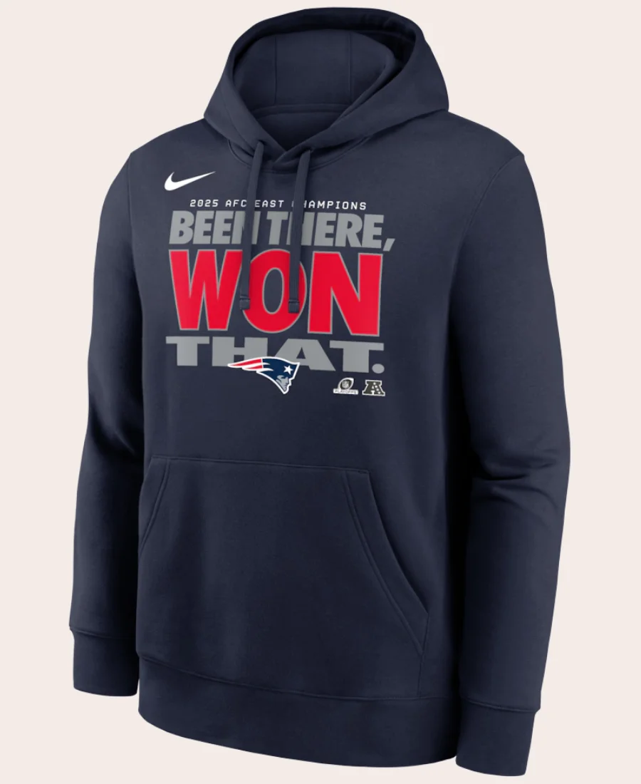 New England Patriots 2025 AFC East Division Champions Hoodie Front Image