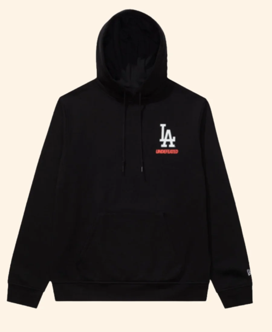 New Era X LA Dodgers Stacked Logo Hoodie Blacak Front Image