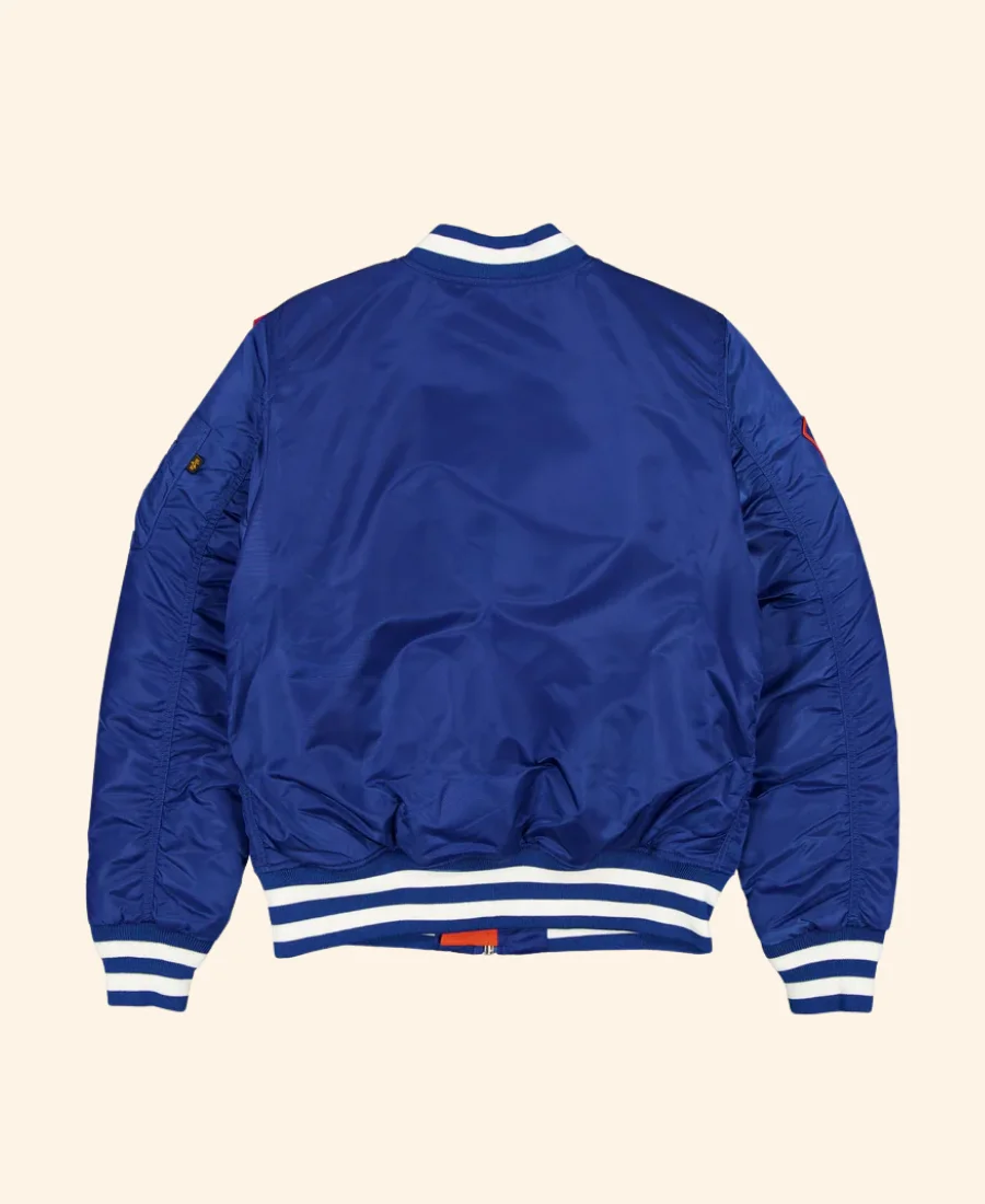 New York Knicks Alpha MA-1 Bomber Jacket Blue ack Image