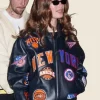 New York Knicks Hailey Bieber Leather Jacket Front Image