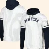 New York Yankees 47 White Pinstripe Hoodie Front And Back Image