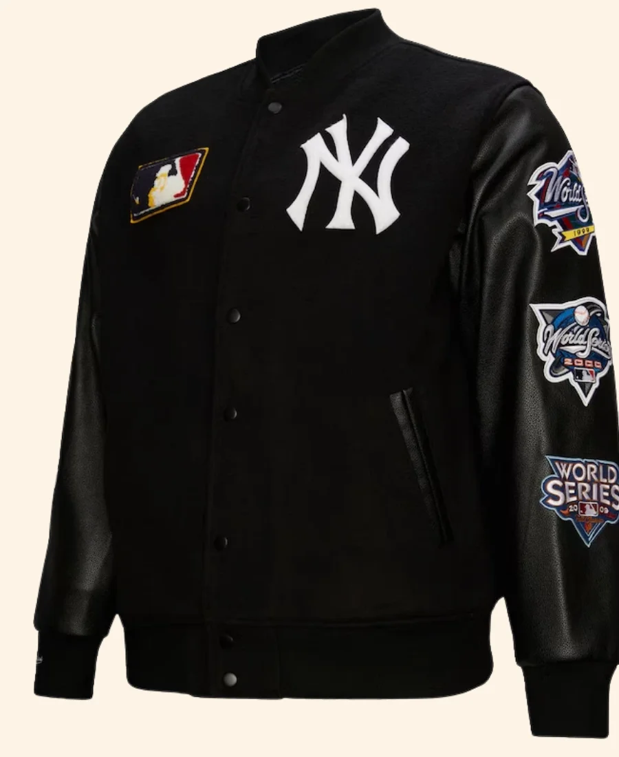 New York Yankees Black Out Varsity Jacket Front Image