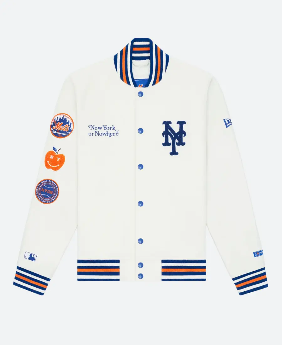 New York or Nowhere Nyon x Mets Motto Varsity Jacket - Male, 4XL