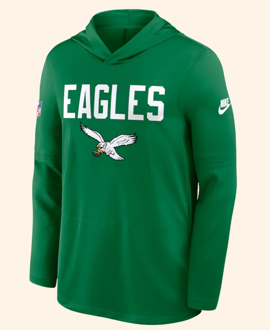 Nick Sirianni Eagles Kelly Green Long Sleeve Hoodie Front Image