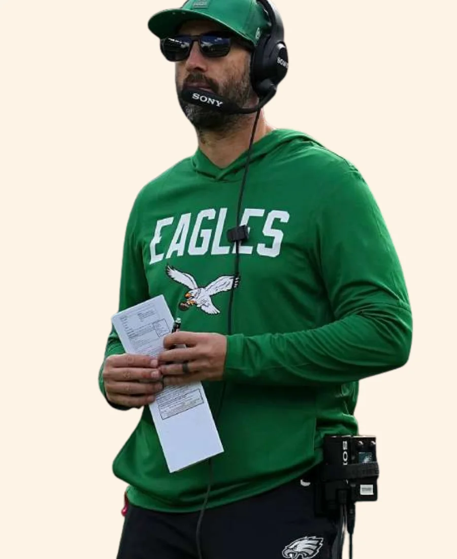 Nick Sirianni Eagles Kelly Green Long Sleeve Hoodie Image