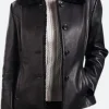 Night Out In Los Angeles Hailey Bieber Leather Jacket Front Image