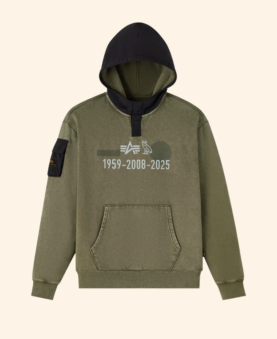 OVO Alpha Industries Garment Dyed Hoodie Front Image