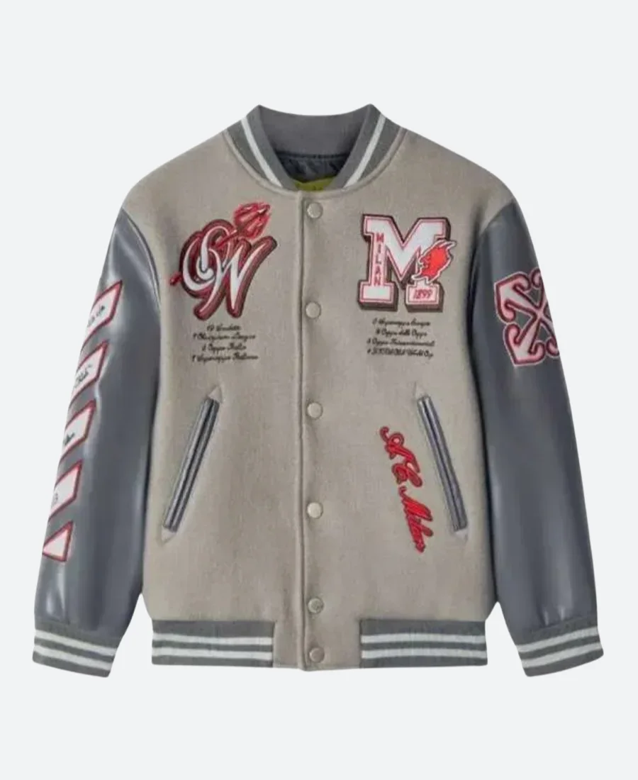 Off White Ac Milan Letterman Varsity Jacket - Male, 4XL