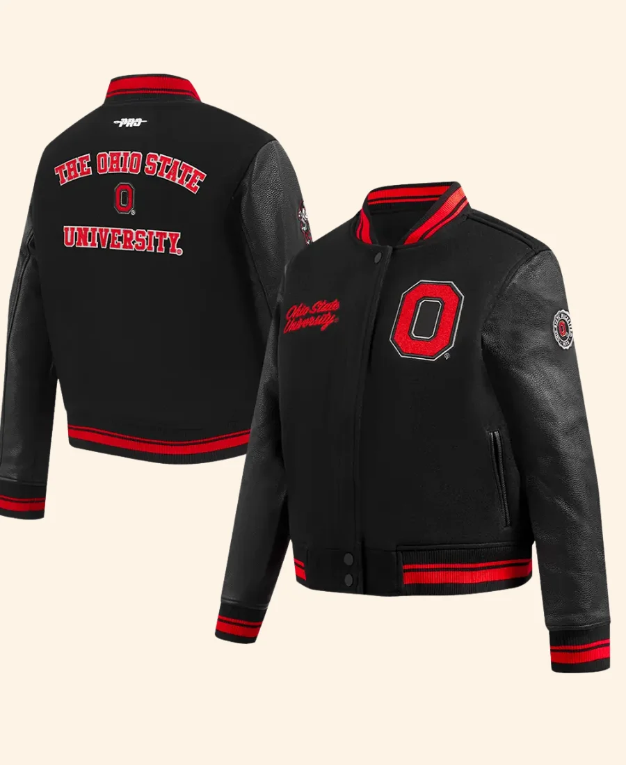 Ohio State University Letterman Varsity Jacket Front & Back Image