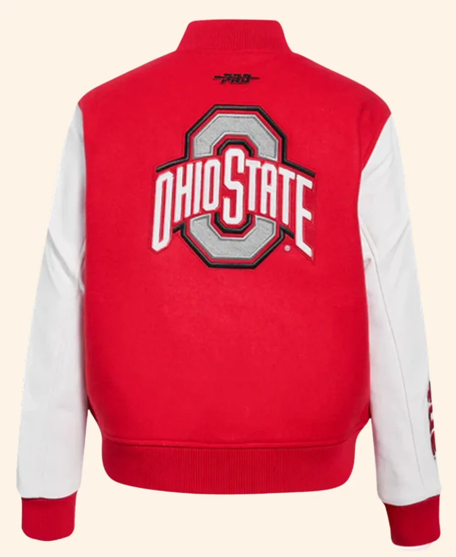 Ohio State University Letterman Varsity Jacket Red Back Image