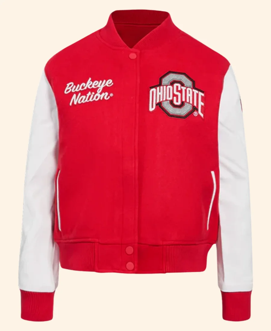 Ohio State University Letterman Varsity Jacket Red Front Image