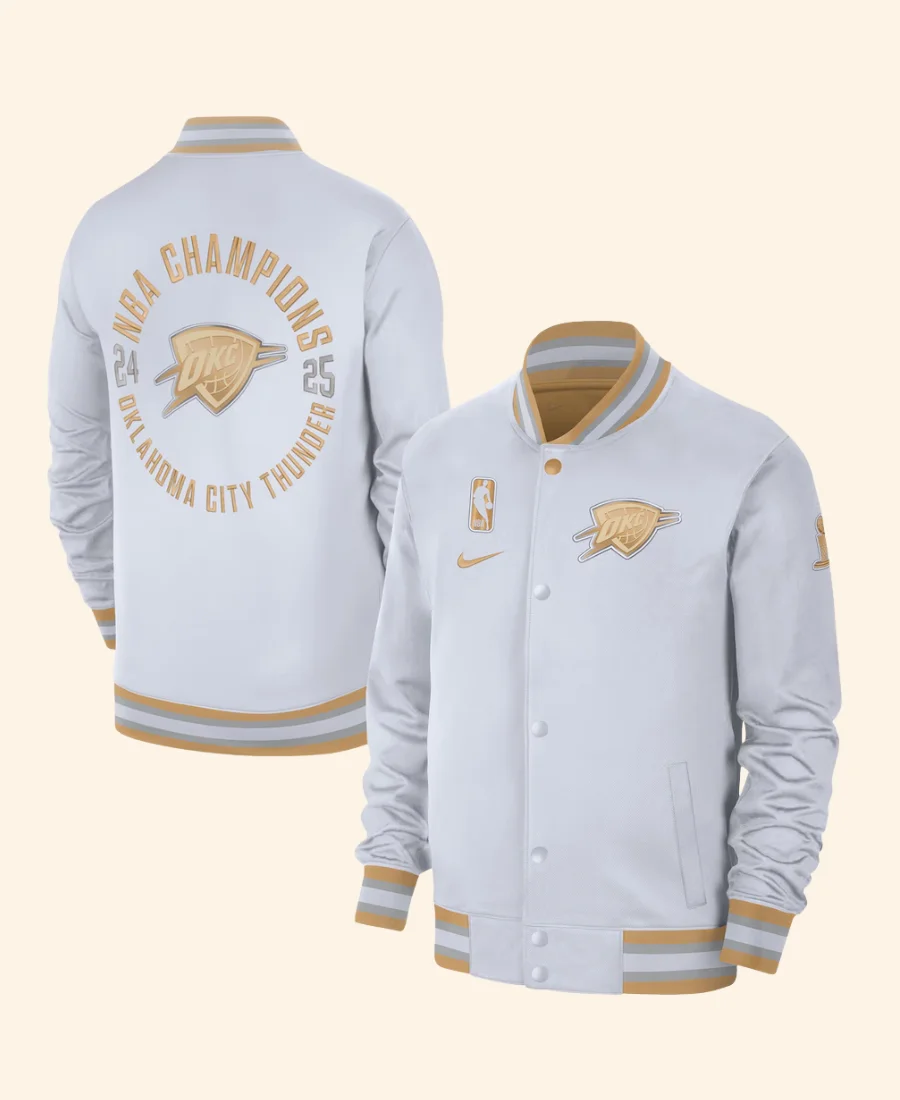 Oklahoma City 2025 Finals Banner Raising Shai Gilgeous Jacket Front And Back Image