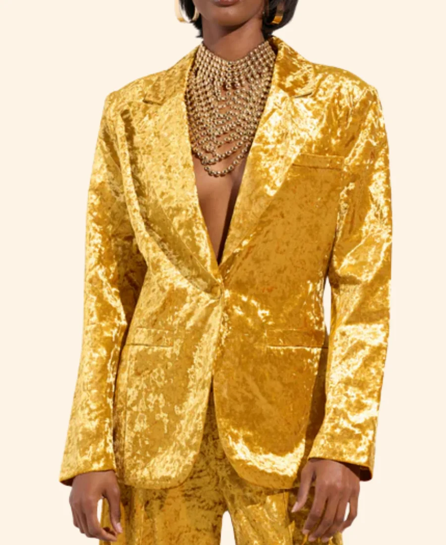 On Brand with Jimmy Fallon Azhelle Wade Velvet Blazer Full Image (2)
