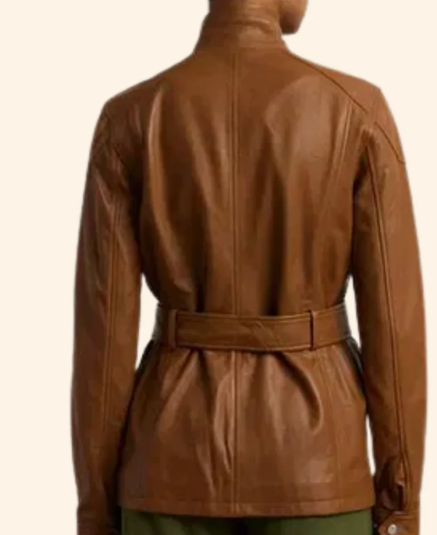 On Brand with Jimmy Fallon Emily Trent Leather Jacket Back Image