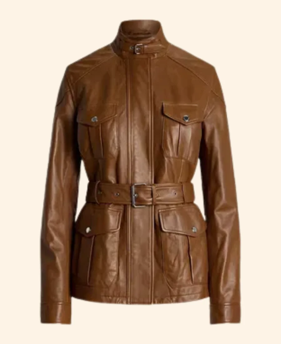 On Brand with Jimmy Fallon Emily Trent Leather Jacket Front Image