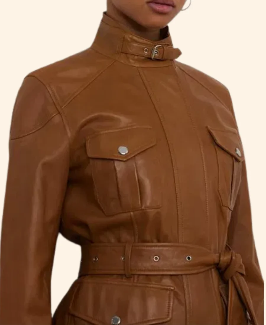 On Brand with Jimmy Fallon Emily Trent Leather Jacket Zoom Image
