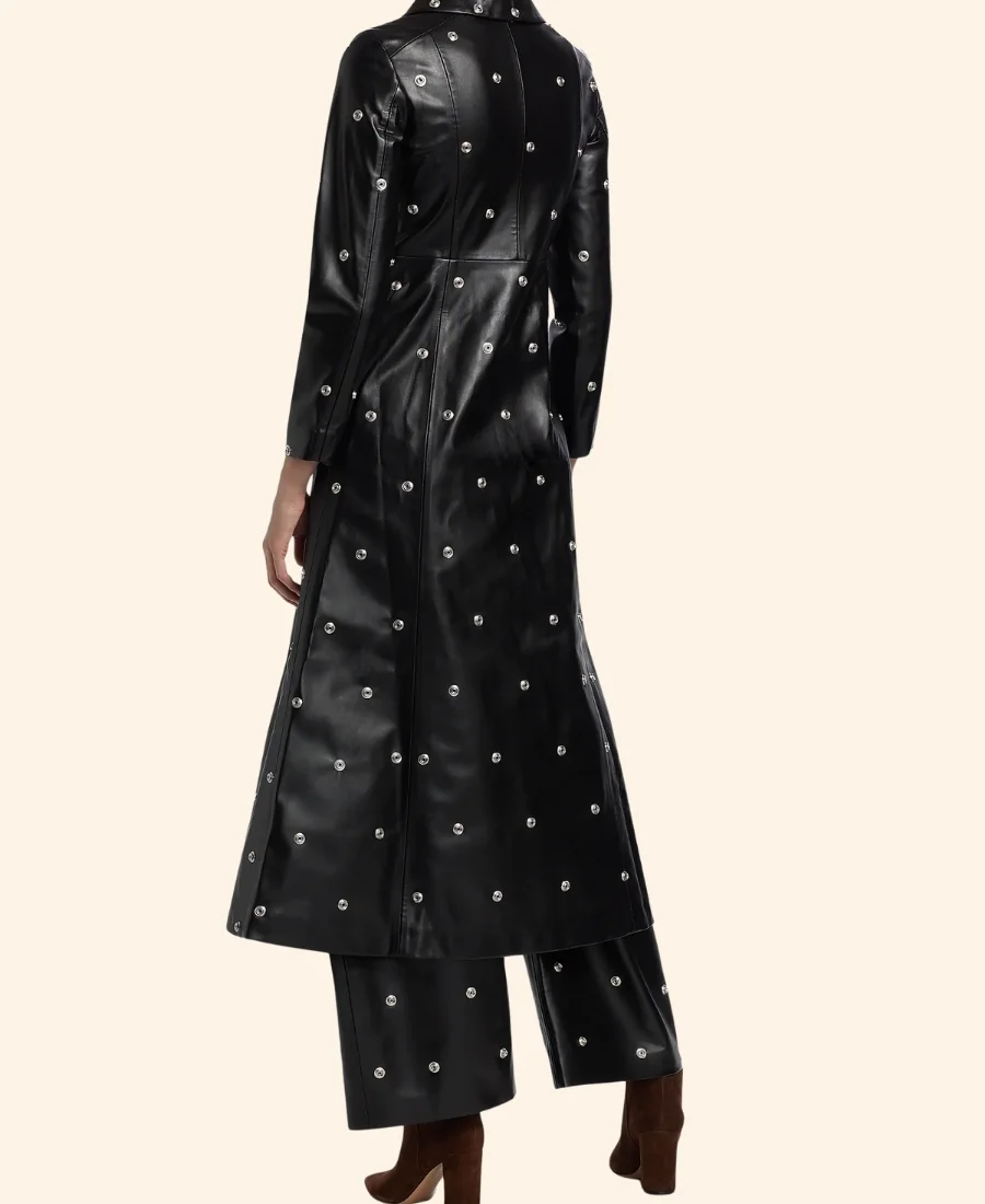 Only Murders In The Building S05 Mabel Mora Grommet Leather Coat Back Image