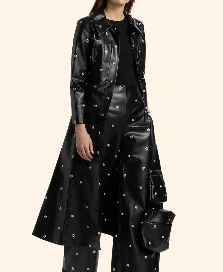 Only Murders In The Building S05 Mabel Mora Grommet Leather Coat