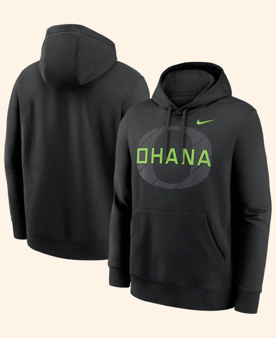 Oregon Ducks Ohana Hoodie Front And Back Image