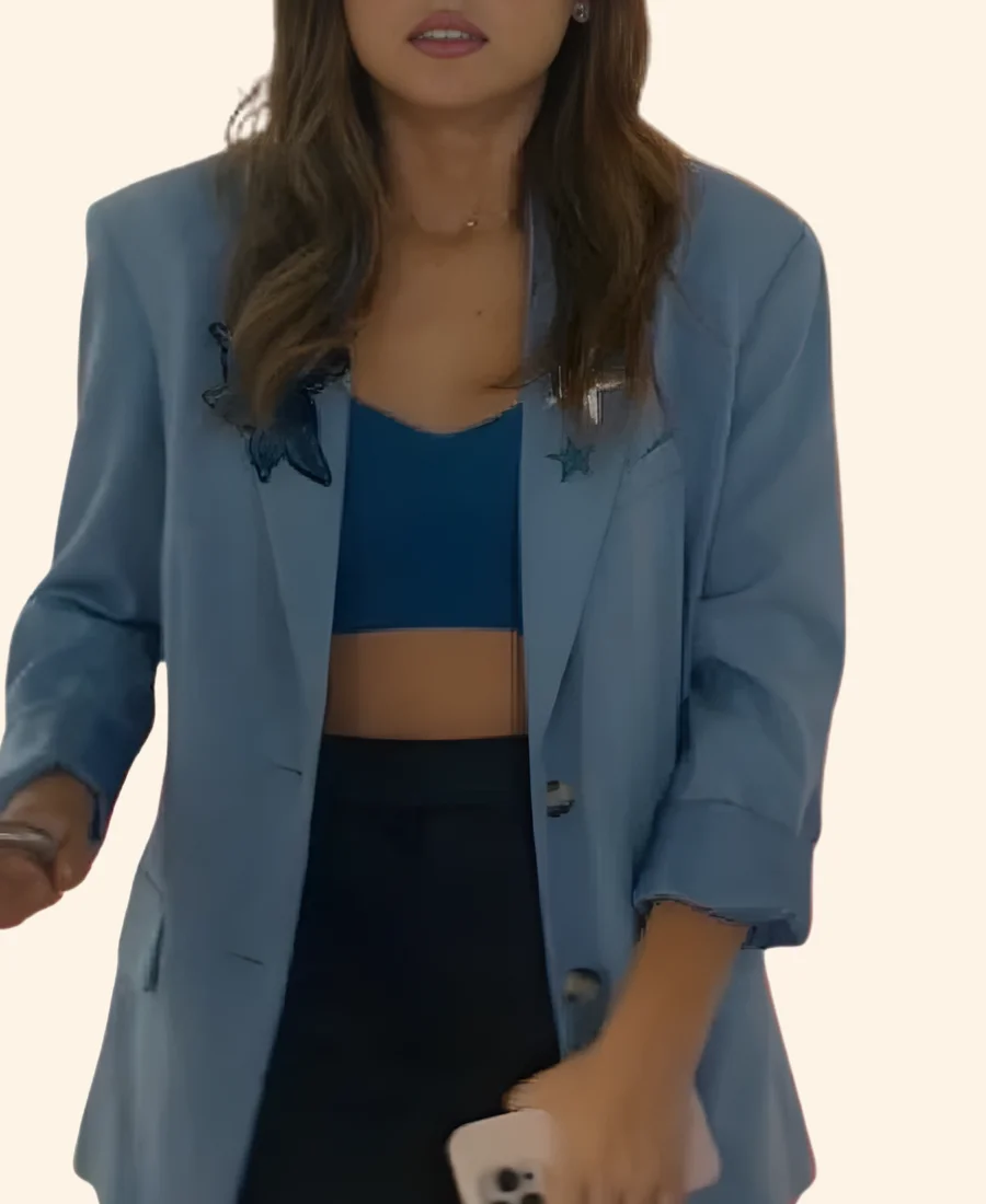 Our Fault 2025 Nicole Wallace Floral Blazer Actor Image