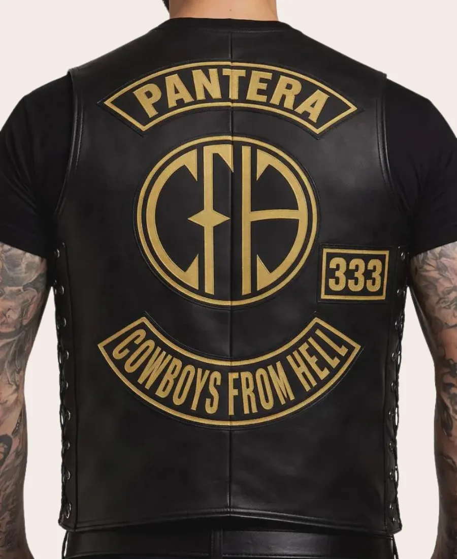 Pantera Cowboys From Hell Zakk Wylde Leather Vest Back Image