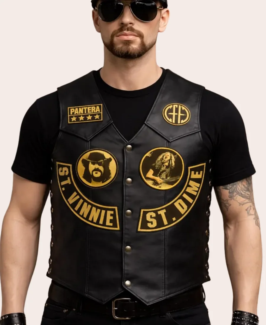 Pantera Cowboys From Hell Zakk Wylde Leather Vest Front Image