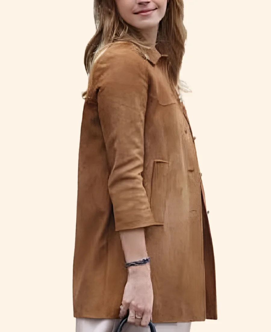 Paris Fashion Week 2026 Emma Watson Suede Leather Coat