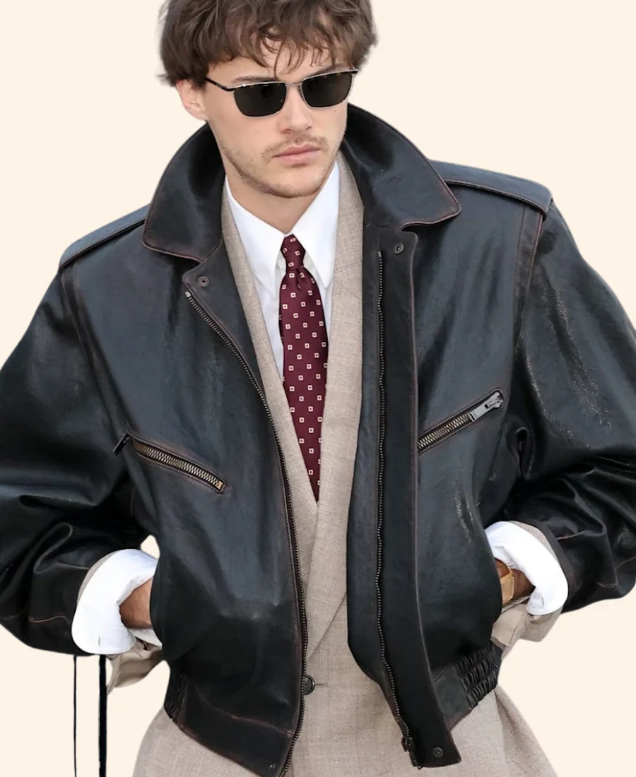 Paris Fashion Week Christopher Briney Leather Jacket Front Image