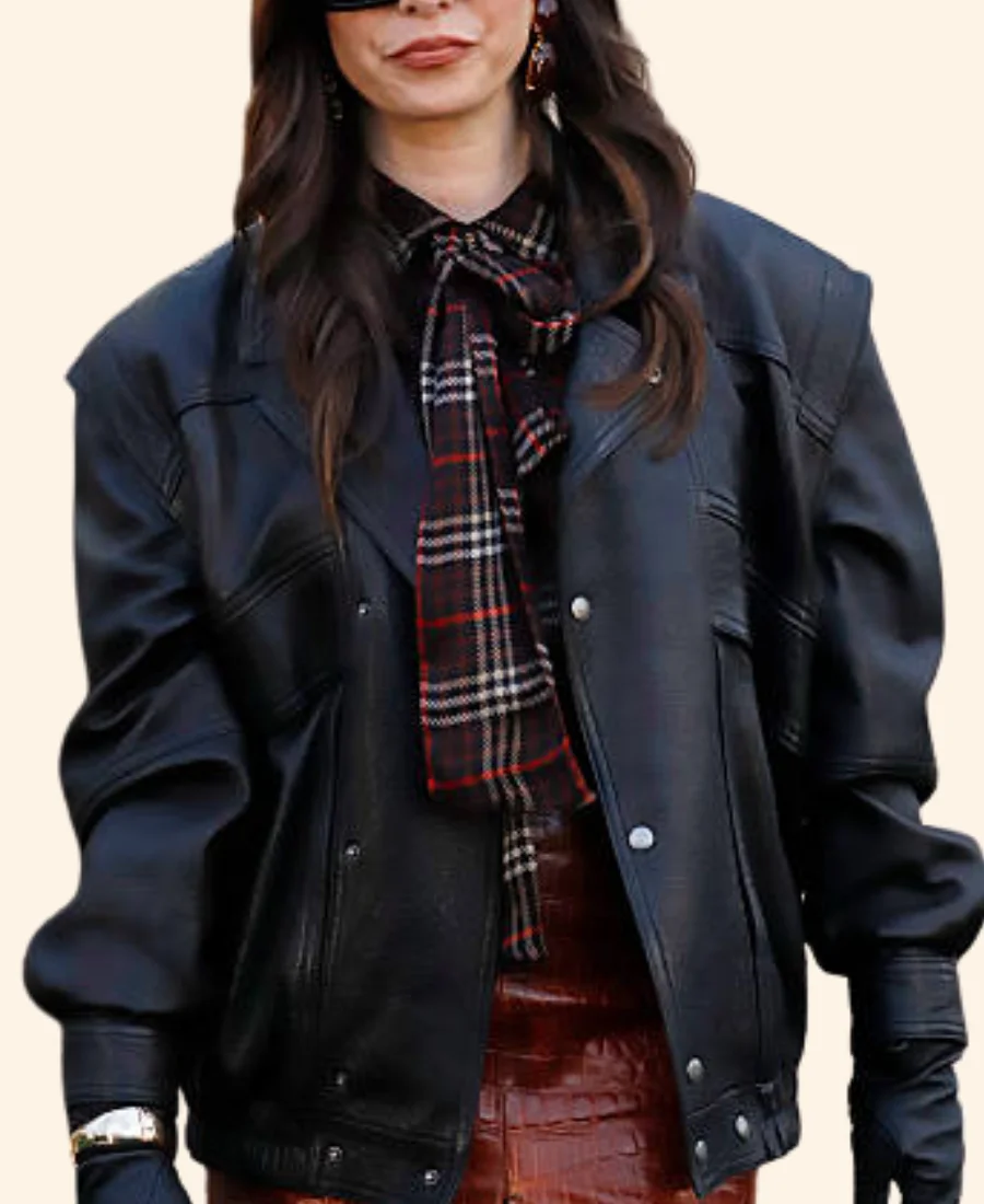 Paris Fashion Week Cristin Milioti Leather Jacket Front Image