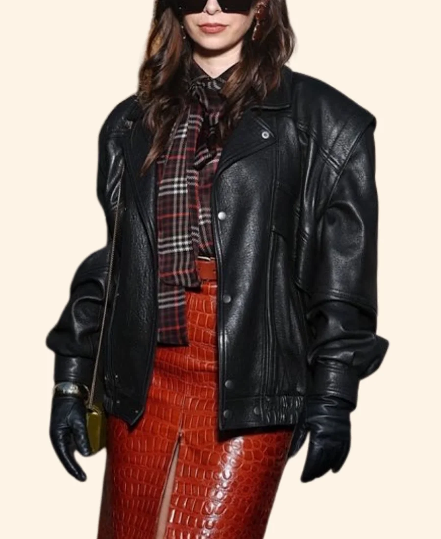 Paris Fashion Week Cristin Milioti Leather Jacket Image