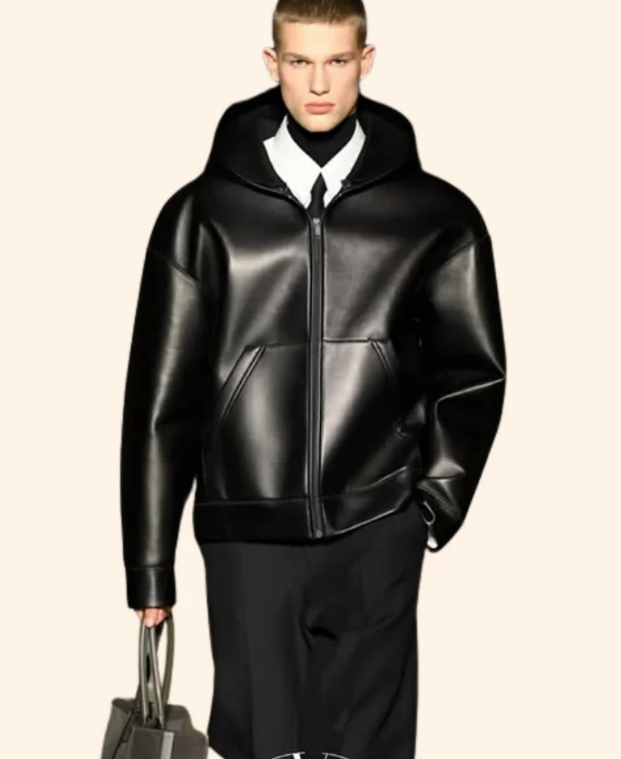 Paris Fashion Week Teun Van Stein Leather Jacket Front Image